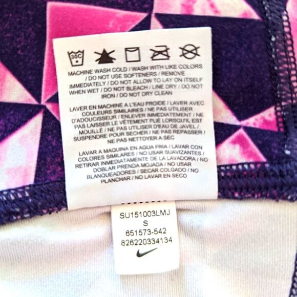 Nike Dri-Fit Capri Geometric Print Pink Purple Leggings SM Barbiecore - Picture 4 of 14
